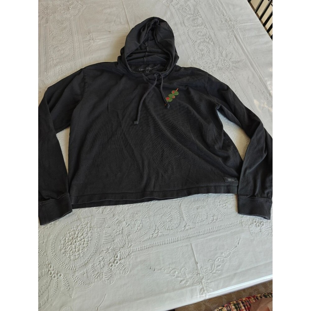 Life Is Good Women's Crusher Tee in Charcoal Gray With Hood